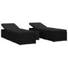 vidaXL Lettini da giardino con cuscino 3 pcs Nero Poly Rattan