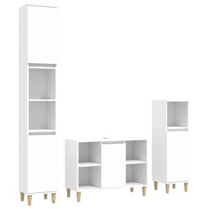 vidaXL Set Mobili da Bagno 3 pz Bianco in Legno Multistrato