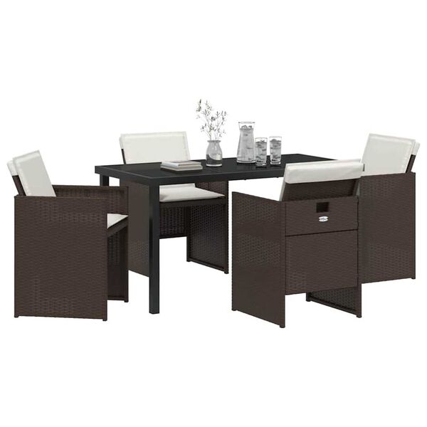vidaXL Set da Pranzo per Giardino 5 pcs Marrone polyrattan