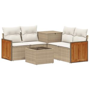 vidaXL Set di divani 6 pz Beige e Bianco Crema