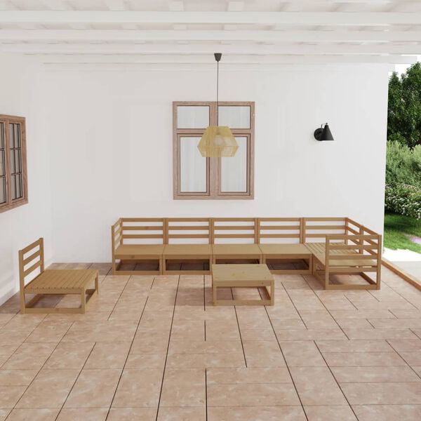 vidaXL Set Salotto da Giardino 8pz Marrone Ambra Legno Massello Pino
