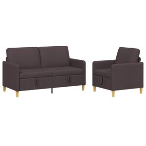 vidaXL Set di Divani con Storage 2 pz Marrone Scuro Poliestere