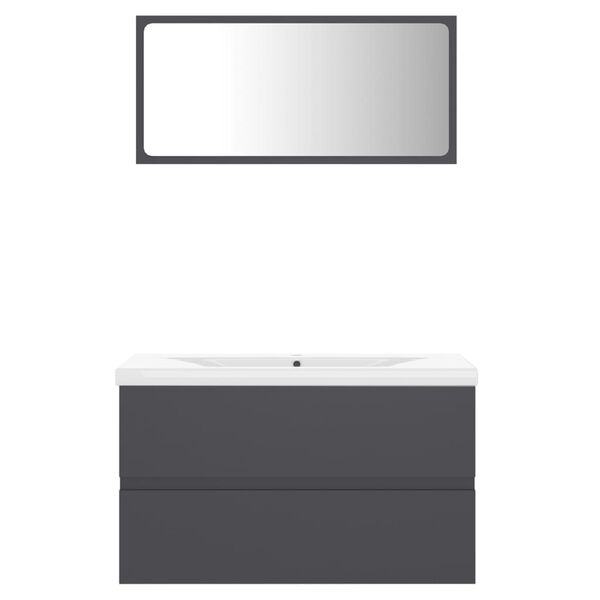 vidaXL Set Mobili da Bagno Grigio in Legno Multistrato