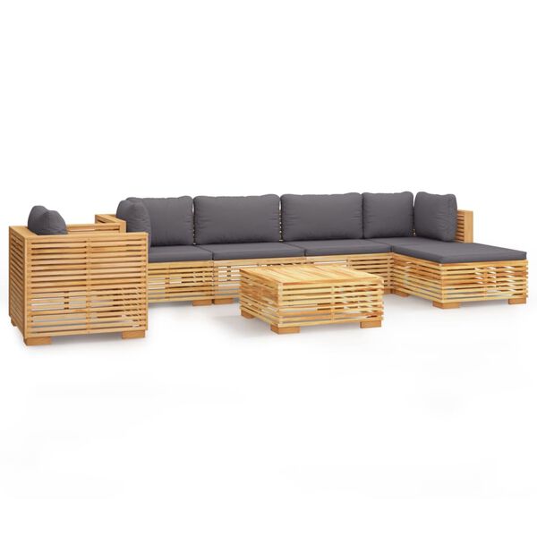 vidaXL Set Divani da Giardino 7 pz con Cuscini Legno Massello di Teak