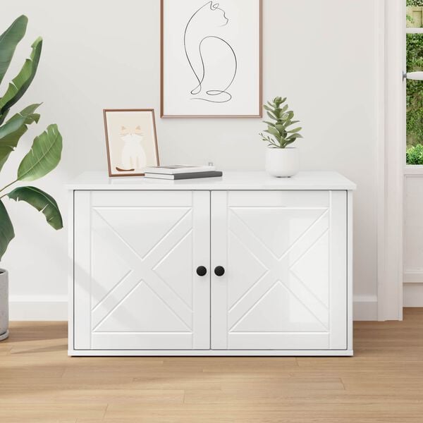 vidaXL Casa per Gatti Bianco Lucido 85 x 55 x 50 cm Legno multistrato