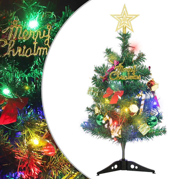 vidaXL Mini Albero di Natale Artificiale con Luci 20 LED Verde 45 cm