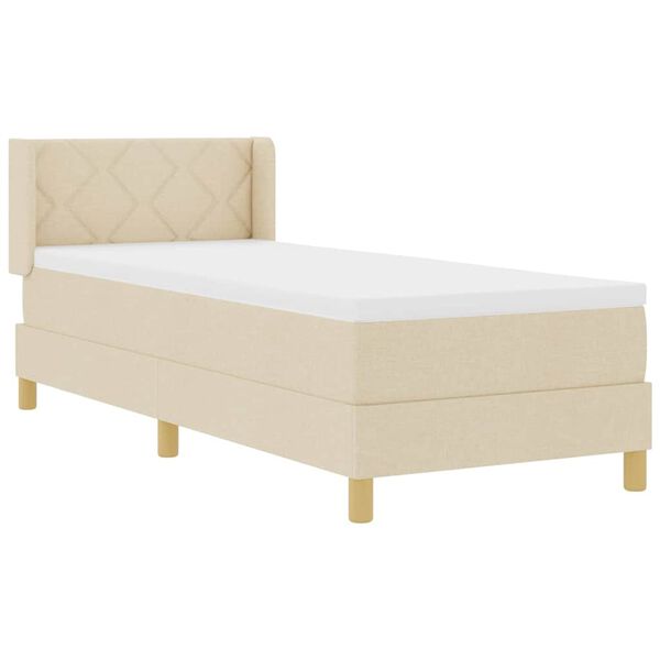 vidaXL Letto a molle con materasso Crema 200 x 80 cm Tessuto