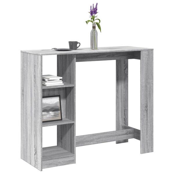 vidaXL Tavolo Bar con Ripiano Grigio Sonoma 124x46x103,5cm Multistrato