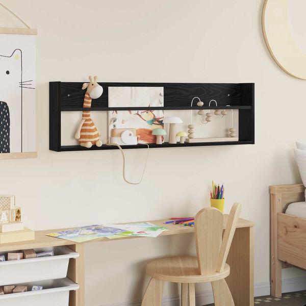 vidaXL Scaffale per riviste Rovere Nero 100 x 12 x 30 cm