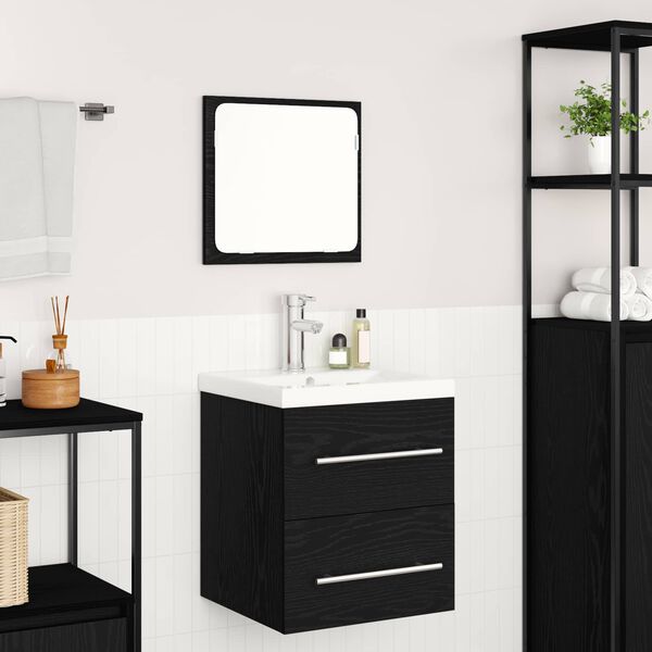 vidaXL Set di mobili per il bagno 2 pcs Rovere Nero Legno multistrato