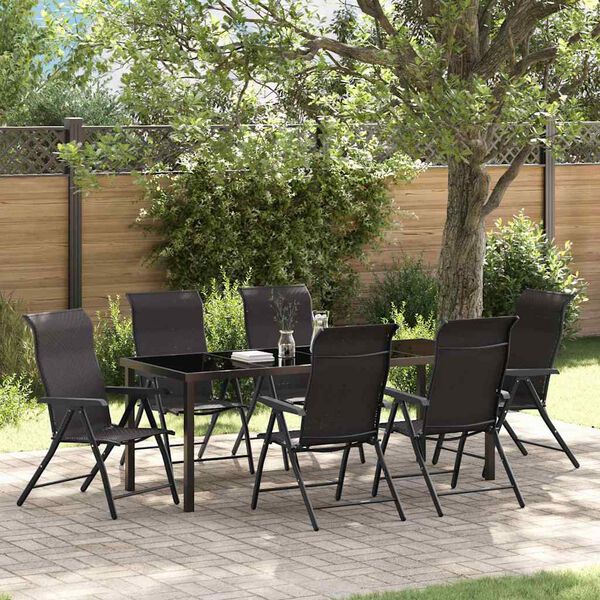 vidaXL Set da Pranzo per Giardino 7 pcs Nero caff&egrave; Poly Rattan