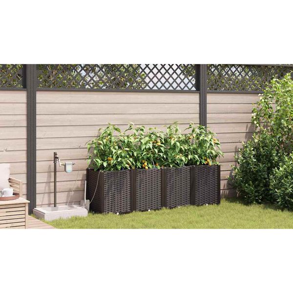 vidaXL Vaso da giardino 4 pcs Marrone Plastica