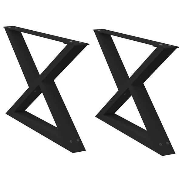 vidaXL Gambe per Tavolino da Caff&egrave; 2 pz Nere 70x(42-43,3) cm Acciaio