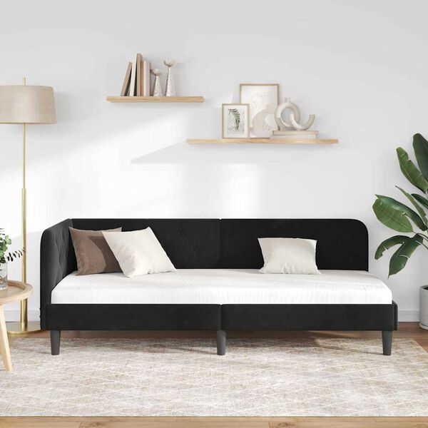 vidaXL Cornice del letto ad angolo Nero 80 x 200 cm Velluto