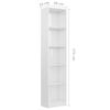 vidaXL Libreria 5 Ripiani Bianco Lucido 40x24x175 cm Legno Multistrato