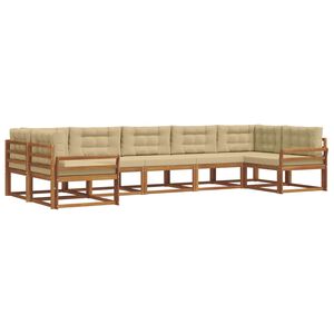 vidaXL Set di divani da esterno con cuscino 7 pcs Naturale e Beige