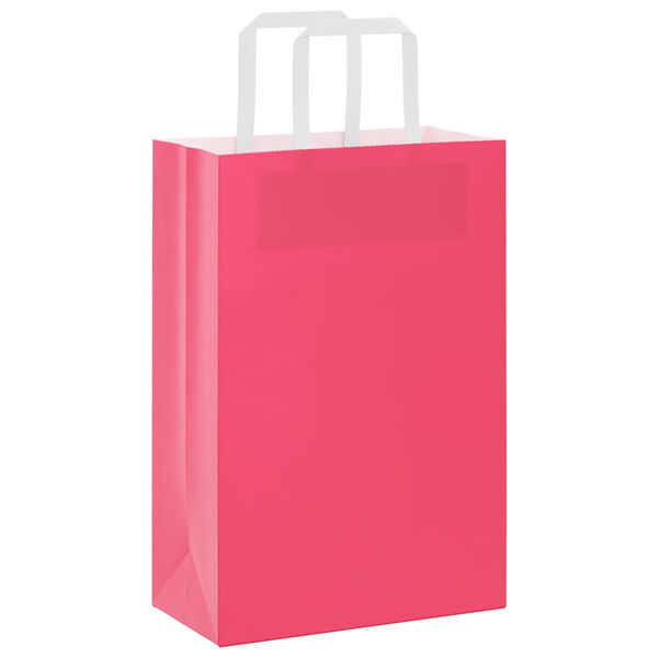 vidaXL Sacchetti di Carta 250 pz con Manici Rosa 21x11x31 cm