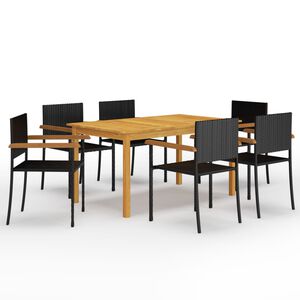 vidaXL Set Mobili da Pranzo per Giardino 7 pz Nero