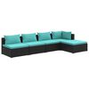 vidaXL Set Divani da Giardino 5 pz con Cuscini in Polyrattan Nero