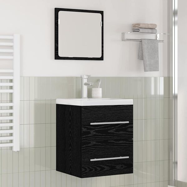 vidaXL Armadio per Lavabo da Bagno con cassetto Nero 42 x 39 x 52 cm