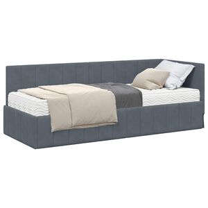 vidaXL Struttura Letto Angolare con Materasso 2 pcs Grigio Velluto