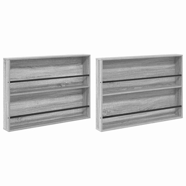 vidaXL Scaffale per riviste 2 pcs Grigio Sonoma 100 x 12 x 70 cm