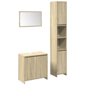vidaXL Set Mobili da Bagno 3 pz Rovere Sonoma in Legno Multistrato