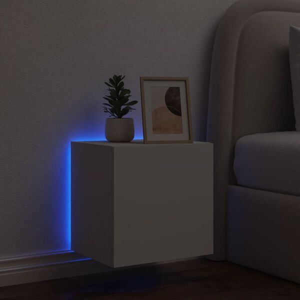 vidaXL Mobile TV a Parete con Luci LED Bianco 40,5x35x40 cm