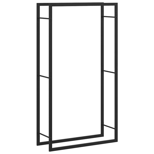 vidaXL Portalegna Nero Opaco 80x28x154 cm Acciaio