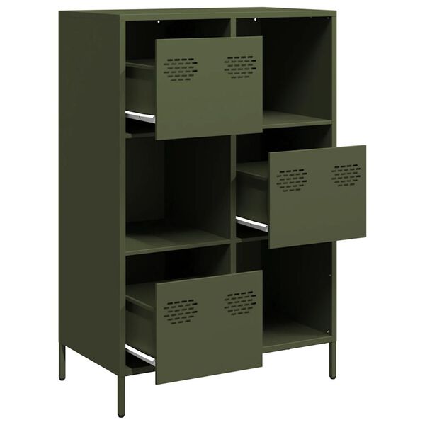 vidaXL Credenza Verde Oliva 68x39x103,5 cm in Acciaio