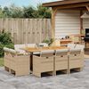 vidaXL Set da Pranzo da Giardino 11 pz con Cuscini Beige in Polyrattan