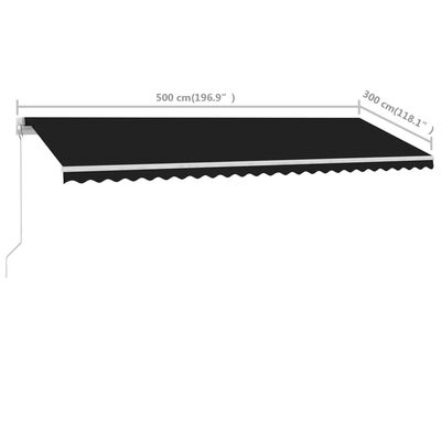vidaXL Tenda Sole Retrattile Manuale 500x300 cm Antracite