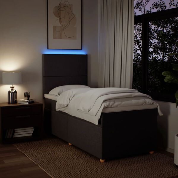 vidaXL Giroletto a Molle con Materasso Marrone Scuro 90x190cm Tessuto