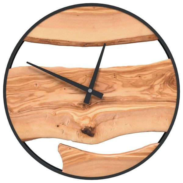 vidaXL Orologio a Parete Marrone &Oslash;35 cm in Ferro e Legno di Ulivo