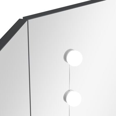 vidaXL Tavolino da Trucco Angolare con LED Grigio 111x54x141,5 cm