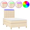 vidaXL Letto a Molle con Materasso e LED Crema 120x190 cm in Tessuto
