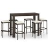 vidaXL Set da Bar da Giardino 7 pz con Cuscini in Polyrattan Marrone