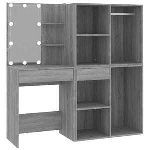 vidaXL Toeletta con LED e Armadietti Grigio Sonoma Legno Multistrato