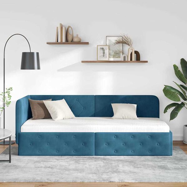 vidaXL Cornice del letto ad angolo Blu 80 x 200 cm Velluto
