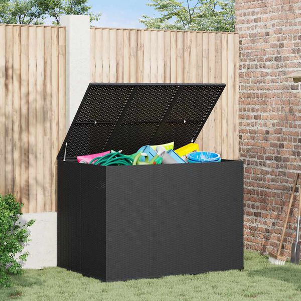 vidaXL Contenitore da Giardino in Rattan PE 145x100x103 cm Nero