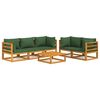 vidaXL Set Salotto da Giardino 6pz con Cuscini Verdi in Legno Massello