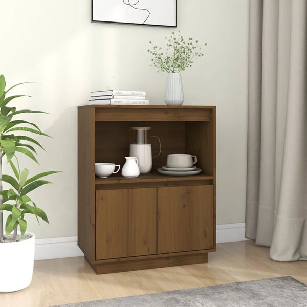 vidaXL Credenza Marrone Ambra 60x34x75 cm in Legno Massello di Pino