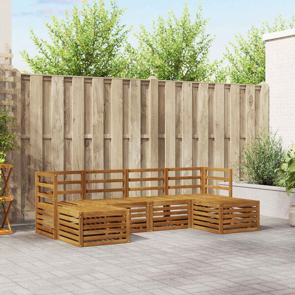 vidaXL Set divani 6 pcs Naturale Legno di Acacia Massello