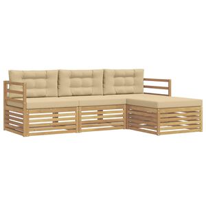 vidaXL Set di divani da esterno 4 pz Bianco e Beige Poliestere