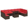 vidaXL Set Divano da Giardino 11 pz Marrone polyrattan