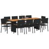 vidaXL Set da Pranzo per Giardino 11 pcs Nero polyrattan