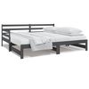 vidaXL Dormeuse Estraibile Grigia 2x(80x200) cm Legno Massello di Pino