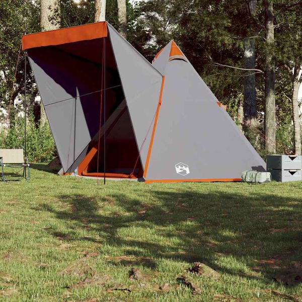 vidaXL Tenda Familiare Tipi 6 Persone Grigia e Arancione Impermeabile