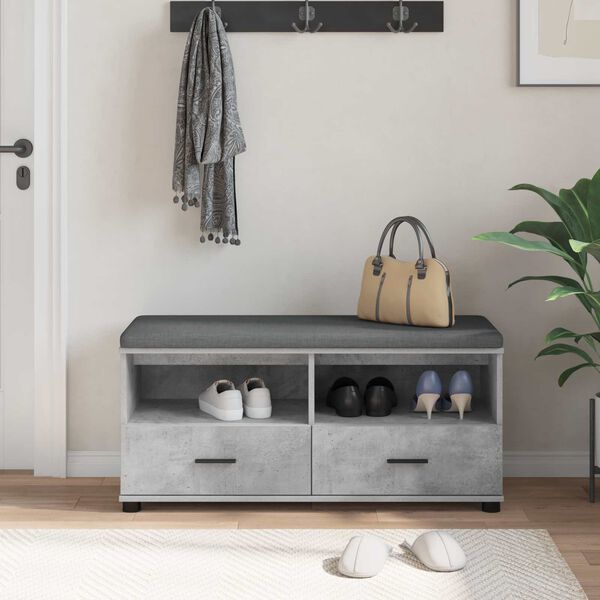 vidaXL Panca per ingresso con cuscino Grigio cemento 100 x 38 x 46 cm