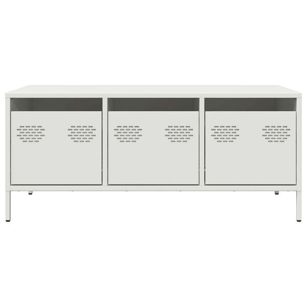 vidaXL Tavolino Bianco 101,5x50x43,5 cm in Acciaio Laminato a Freddo